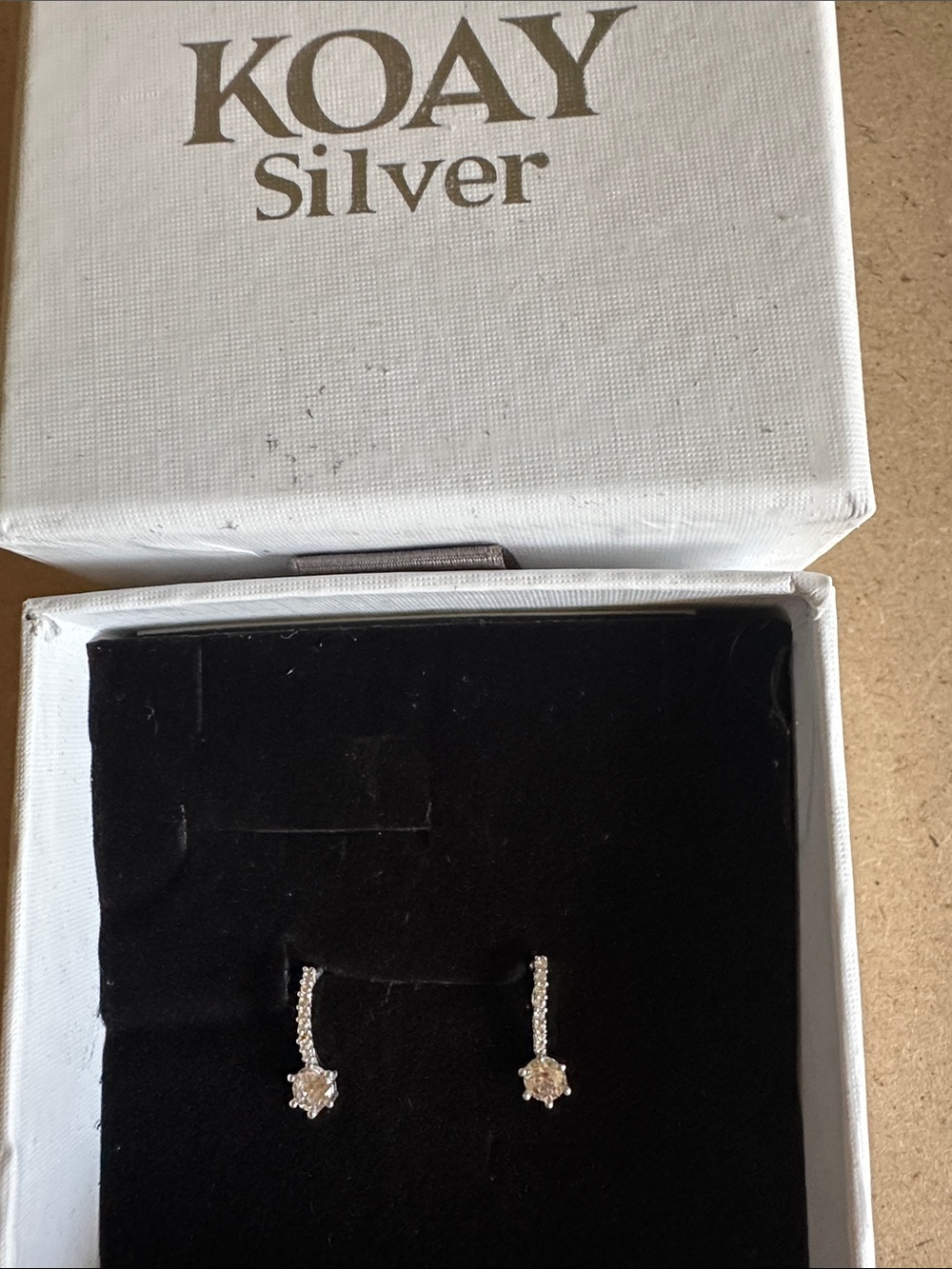 Silver Jeans Silver Drop Earrings with Clear Stones